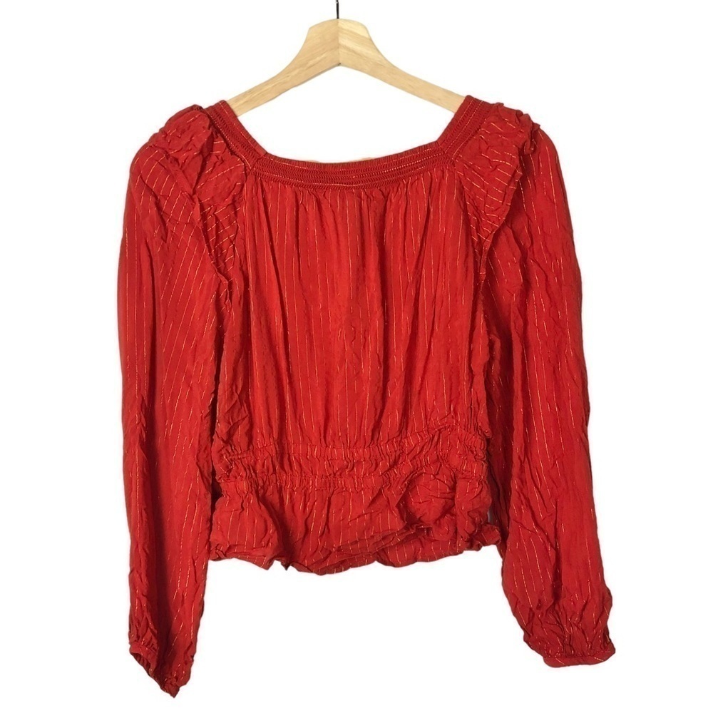 Universal Thread Red Balloon Sleeve Metallic Stri… - image 3